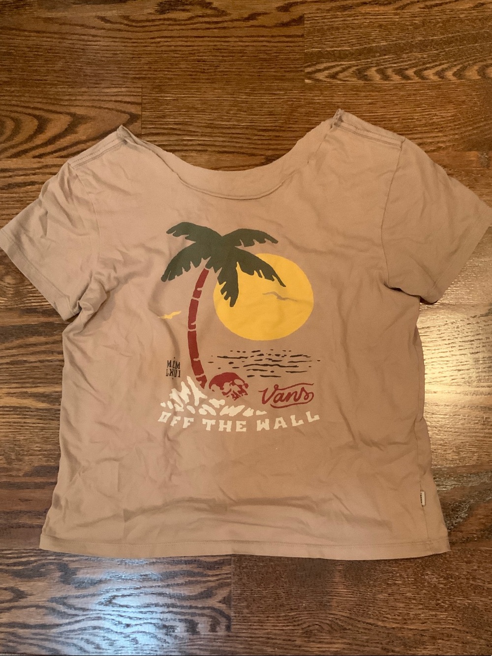 Vans Tan Palm Tree Sunset Graphic Tee Cropped Fit